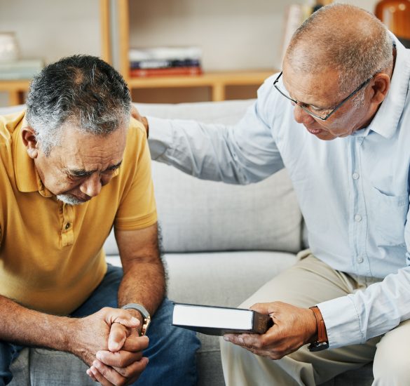 men-home-and-bible-with-prayer-for-faith-jesus-a-2023-10-04-18-51-21-utc Men, home and bible with prayer for faith, jesus and worship, pastor and church with counselling. E.